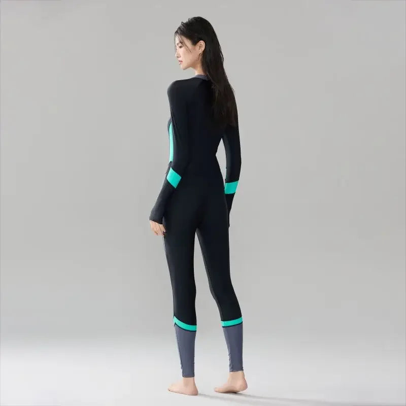 One Piece Full Body Rash Guard Suit for Women Long Sleve Swimsuit Dry Diving Rashguard Surfing Swimwear Swim Bodysuit Female