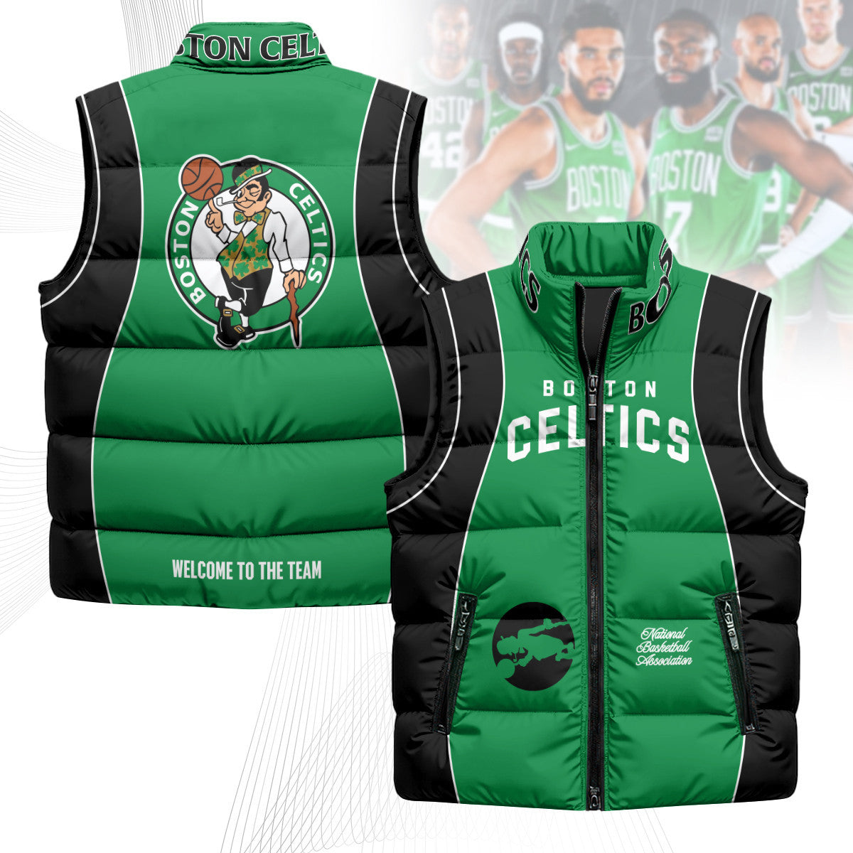 Boston Celtics Unisex Custom Puffer Vest