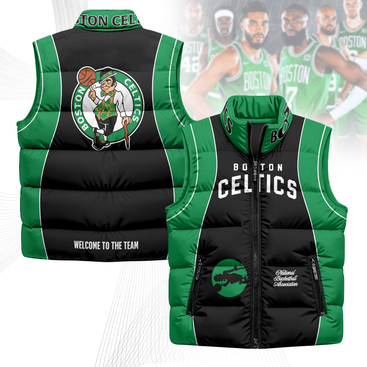Boston Celtics Unisex Custom Puffer Vest