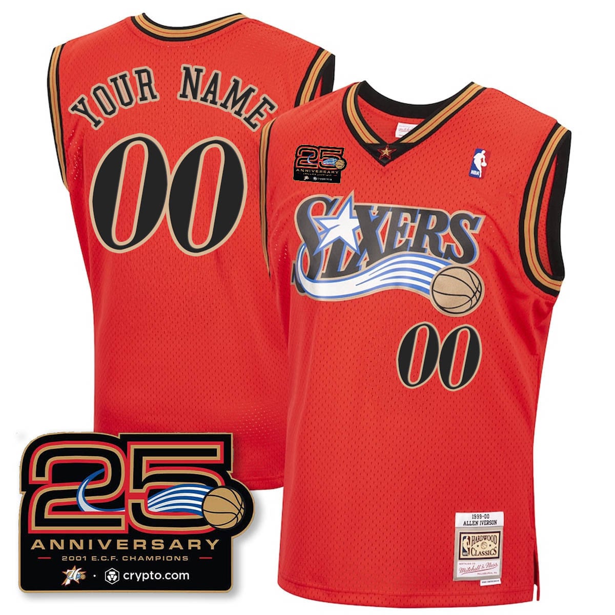 Philadelphia 76ers Throwbacks Celebrating 00-01 CUSTOM Jersey - 25th Anniversary - All Stitched